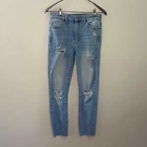 Just Black Blue Straight Leg Jeans with Raw Hem Womens size 29